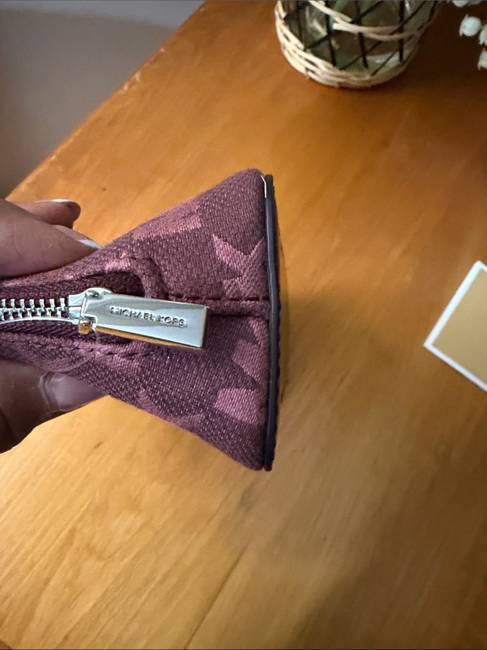 Michael Kors Oxblood MK Logo Cosmetic Case - Picture 7 of 14